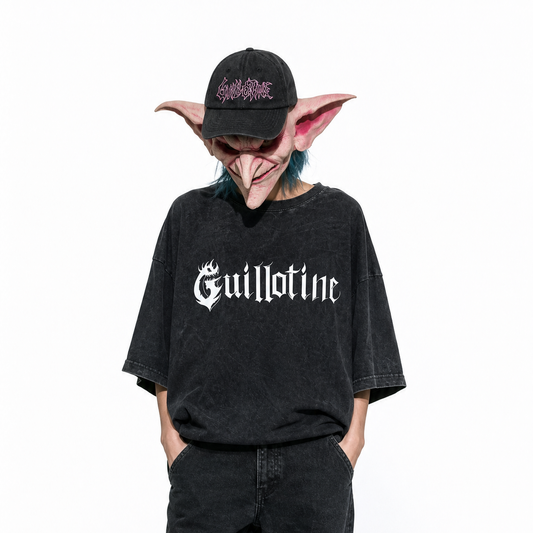 T-shirt Guillotine logo blanc porté