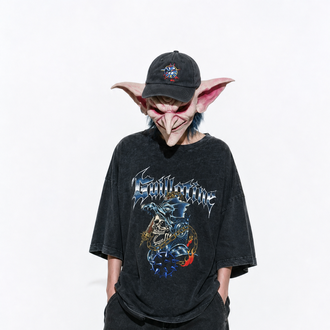 T-shirt Morningstar porté, collab Guillotine x Randomland