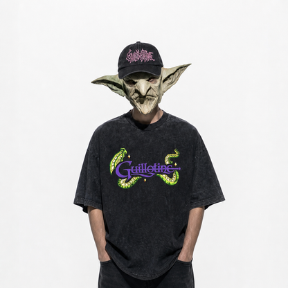 T-shirt Wizard & Dragon porté, collab Guillotine x Cavernus