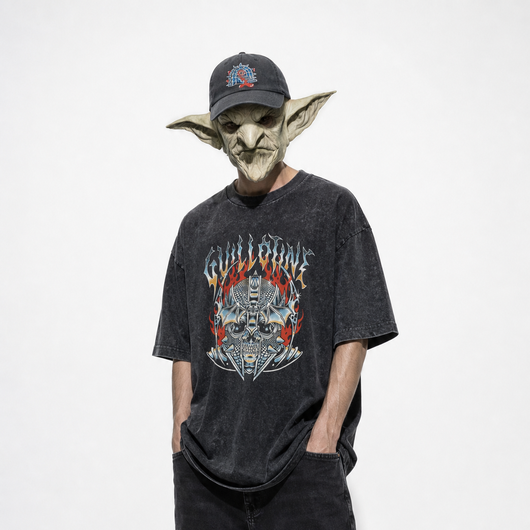 T-shirt Chrome porté, collab Guillotine x Randomland
