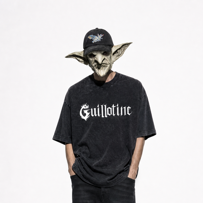 T-shirt Guillotine logo blanc porté