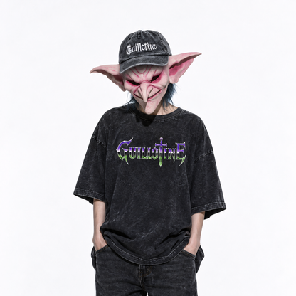 T-shirt Dragon’s King porté, collab Guillotine x Nomade Mark