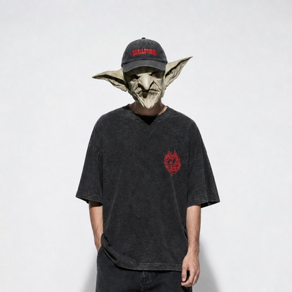 T-shirt Guillotine logo poche Flamin Skull porté