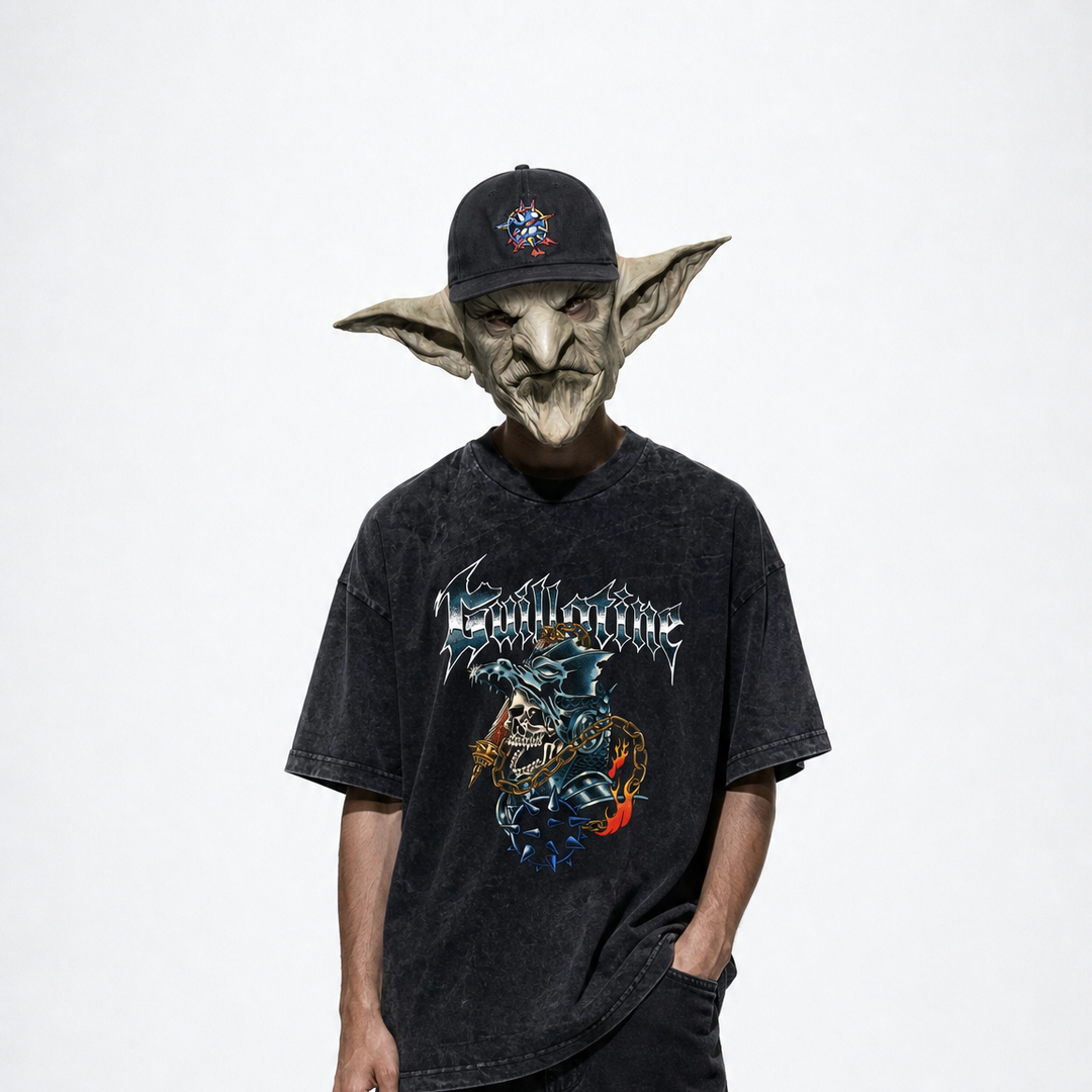 T-shirt Morningstar porté, collab Guillotine x Randomland