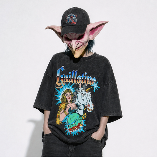 T-shirt Unicorn porté, collab Guillotine x Printed By Rom1