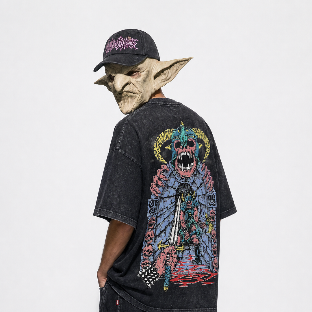 T-shirt Ruin of Death porté, collab Guillotine x Rexaldiabolic