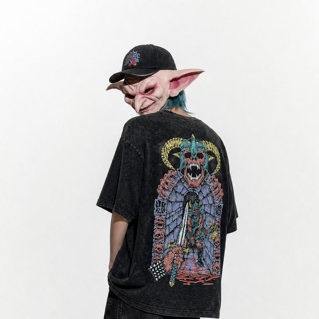 T-shirt Ruin of Death porté, collab Guillotine x Rexaldiabolic
