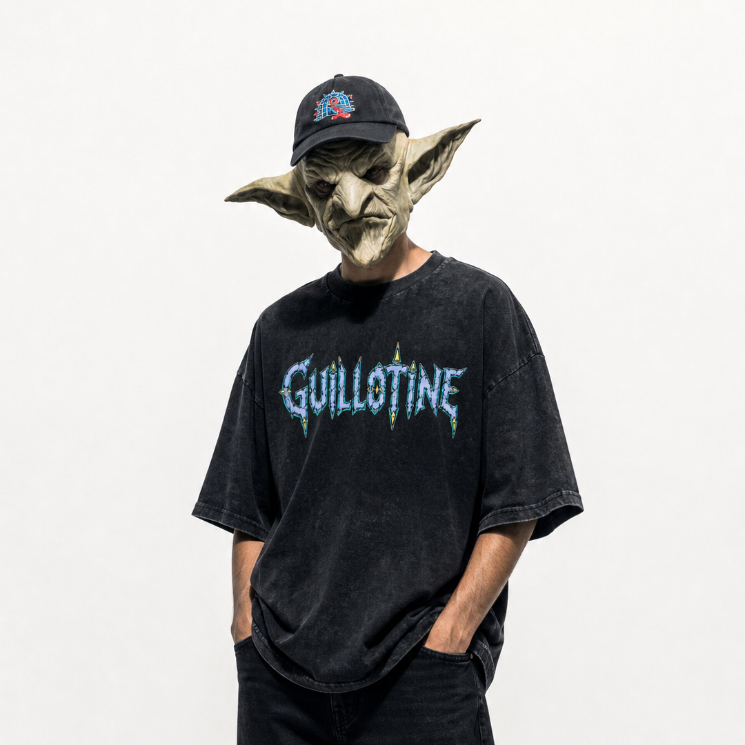 T-shirt Ruin of Death porté, collab Guillotine x Rexaldiabolic