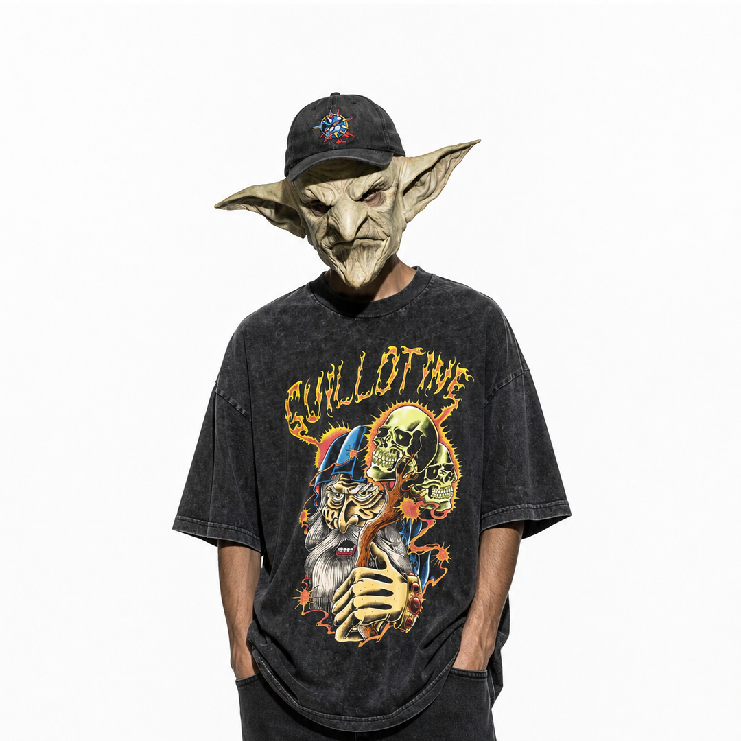 T-shirt Wizard porté, collab Guillotine x Randomland